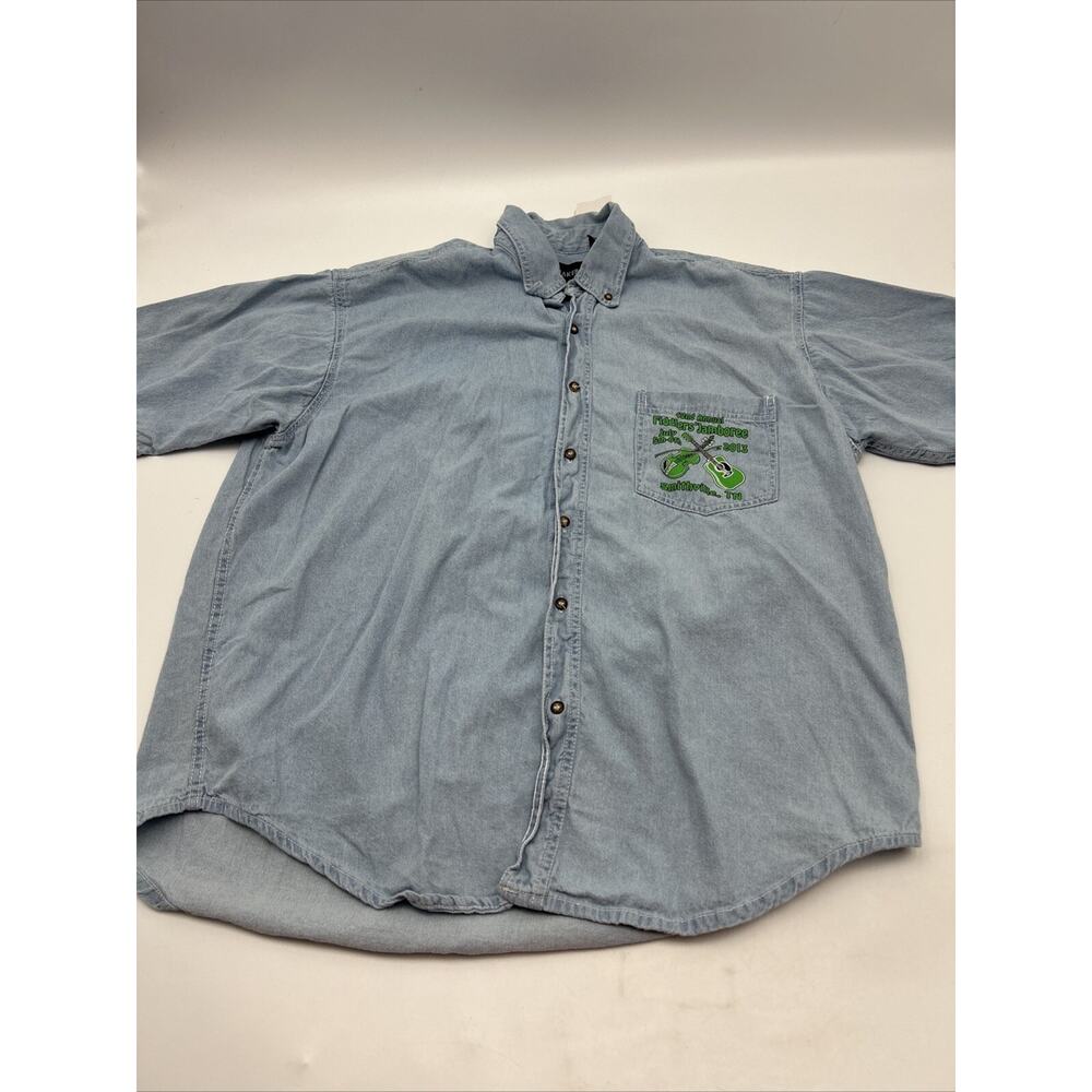 Playmaker Denim Shirt Men’s Size XL festival Jamboree Denim Blue Button Down